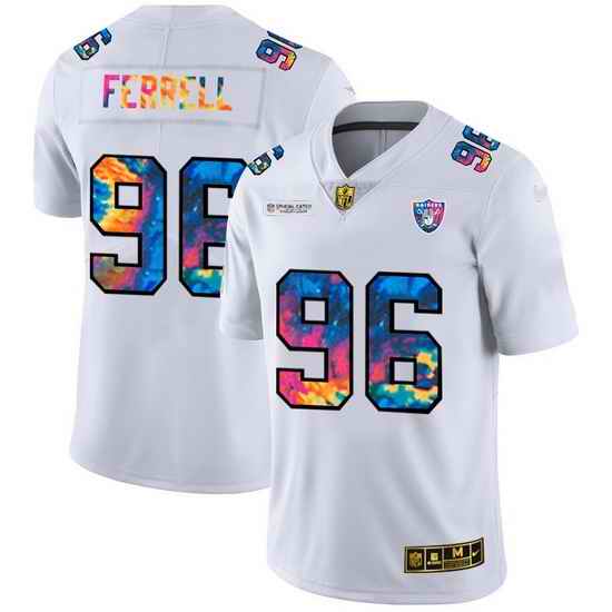 Las Vegas Raiders 96 Clelin Ferrell Men White Nike Multi Color 2020 NFL Crucial Catch Limited NFL Jersey